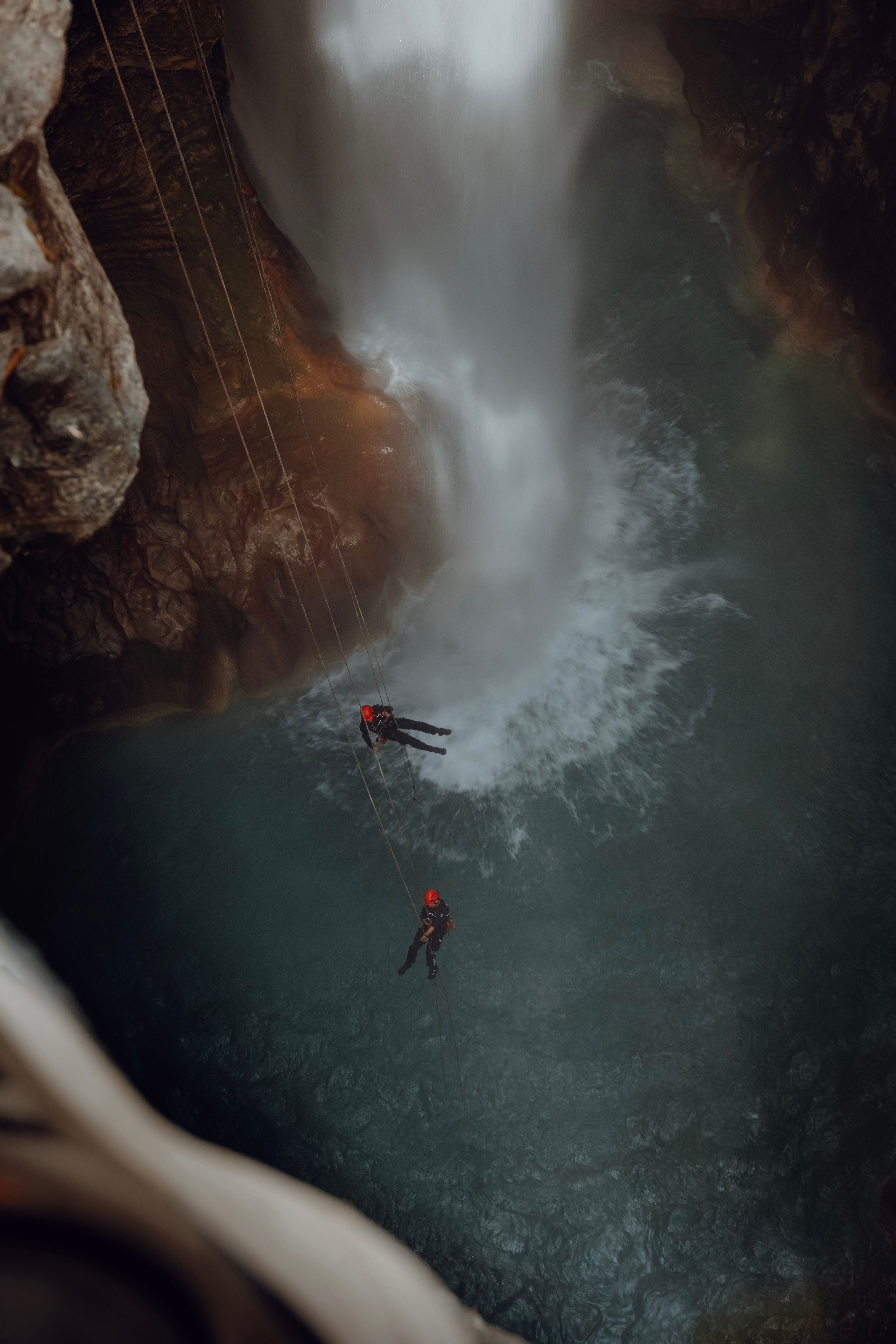 Canyoning adventure through a tropical gorge
