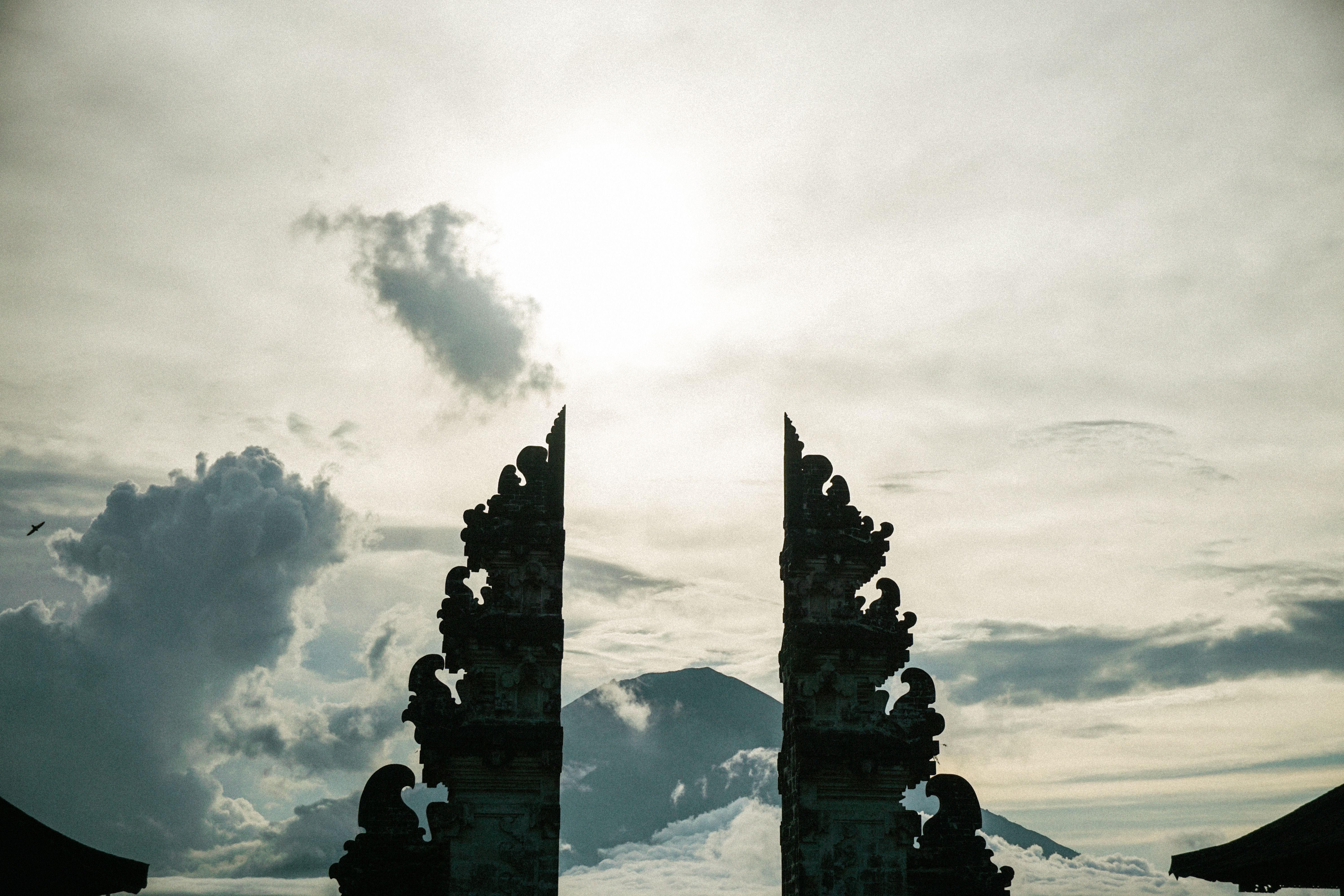 The split gates at Lempuyang Temple, Bali, in silhouette